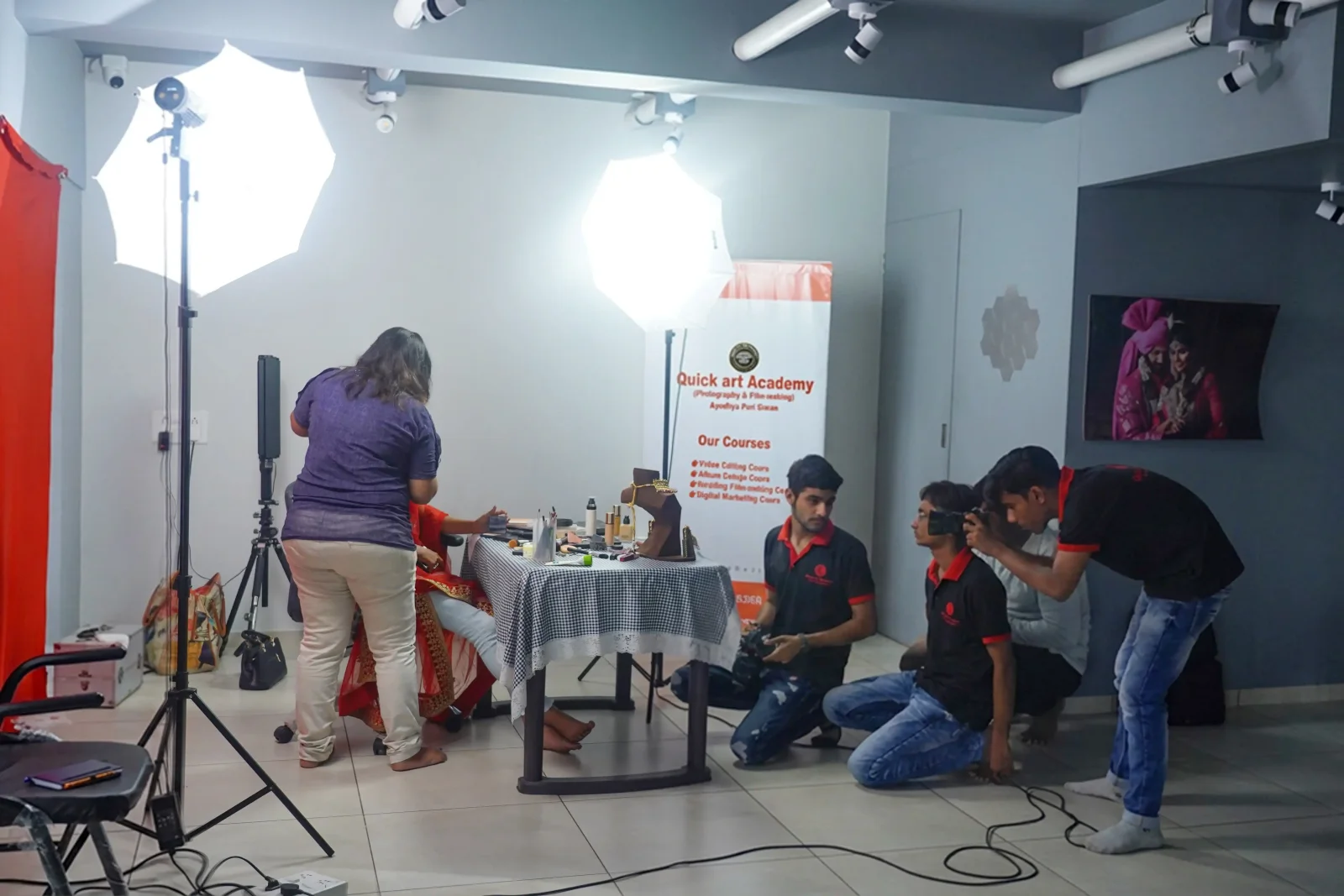 Quick Art Academy students practising a real studio shoot
